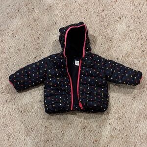 Polka Dot Hooded Puffer Jacket